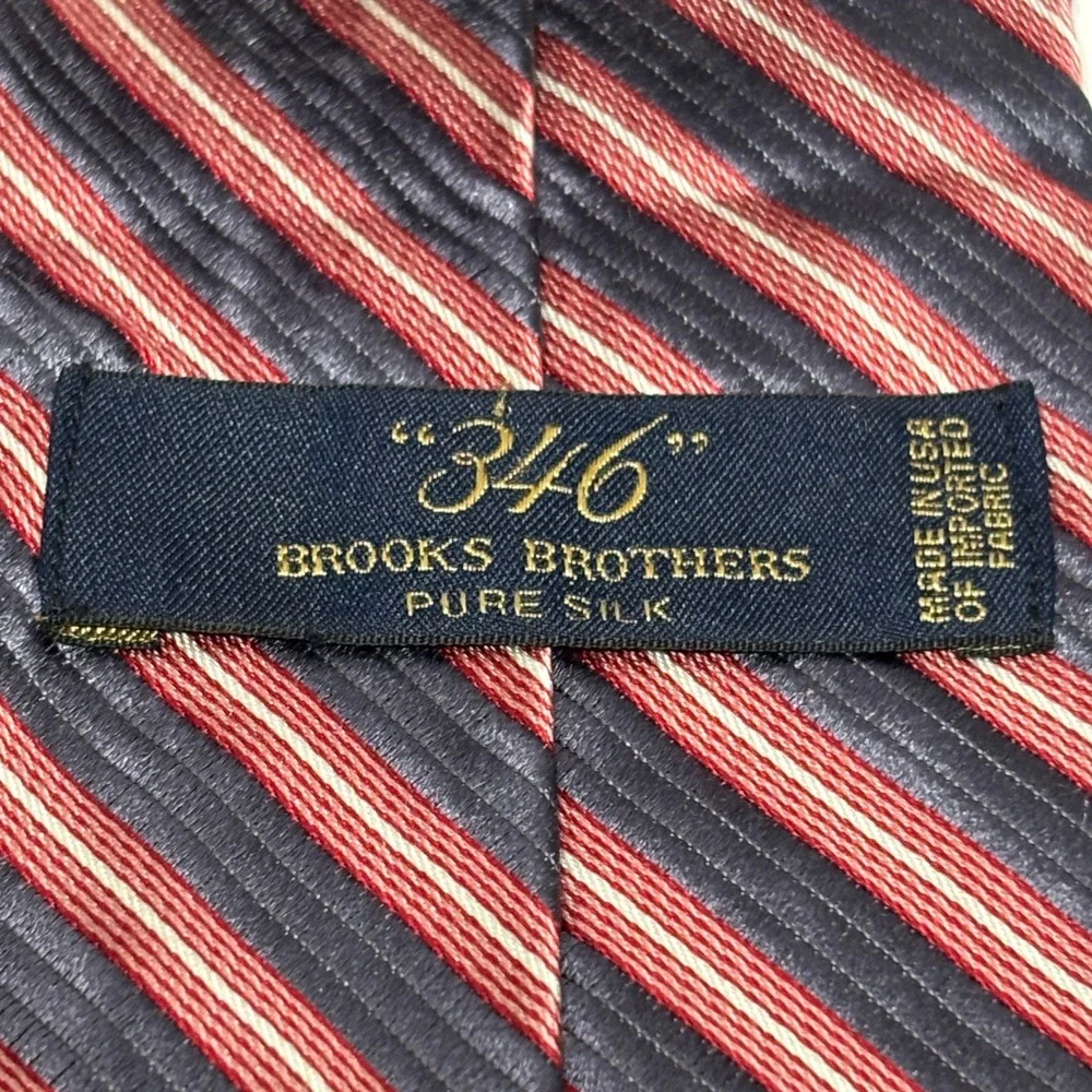 New Brooks Brothers 346 Necktie Mens OS Blue‎ Red Striped Silk Classic Preppy